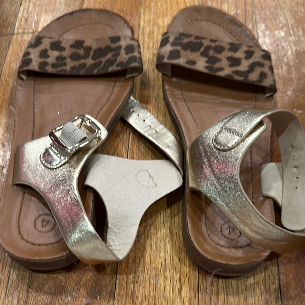 Leopard Print and Gold Women's Sandals
